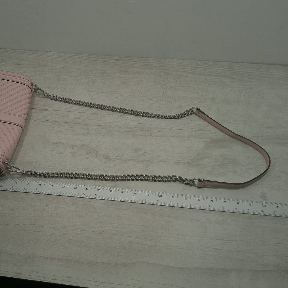 Rebecca Minkoff Baby Pink Channel Quilted Leather Handbag | Purse | Pocketbook - Picture 9 of 12